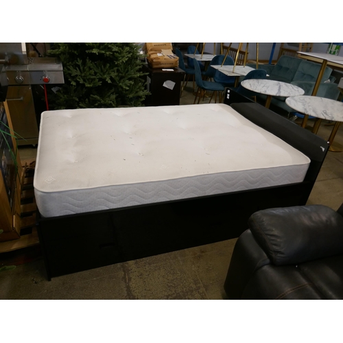 1506 - A black high gloss bed frame with storage drawers and bedside tables - boxed * this lot is subject t... 