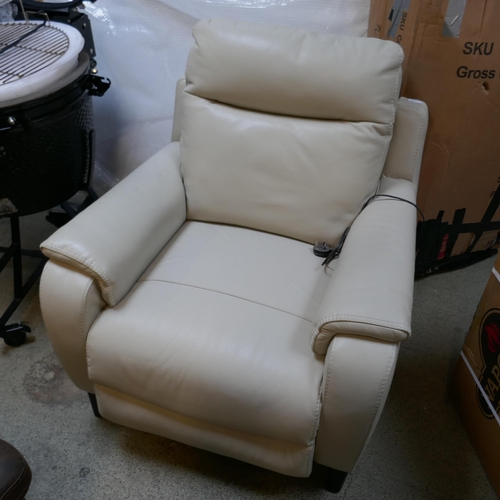 1532 - A Gilman Creek white leather power recliner armchair