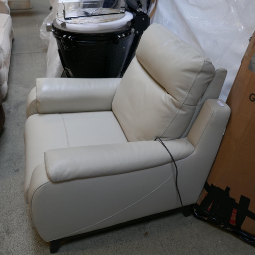 1532 - A Gilman Creek white leather power recliner armchair