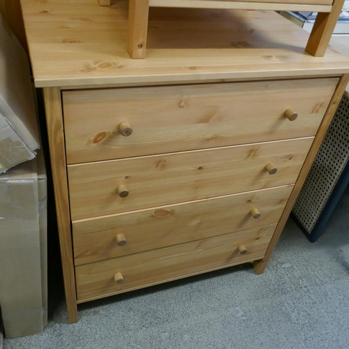 1555 - A pine wardrobe, a chest of drawers and a pair of bedside chests - boxed * this lot is subject to VA... 