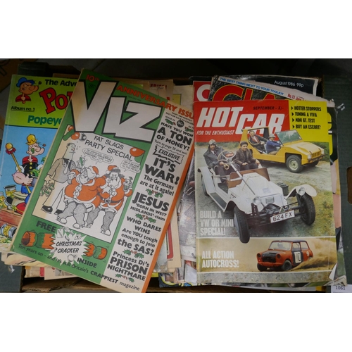 1061 - A box of assorted vintage comics and books, including Viz **PLEASE NOTE THIS LOT IS NOT ELIGIBLE FOR... 