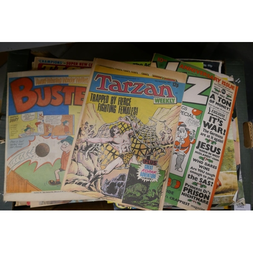 1061 - A box of assorted vintage comics and books, including Viz **PLEASE NOTE THIS LOT IS NOT ELIGIBLE FOR... 