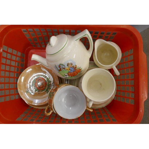 1069 - A box of mixed china and glass, including Dartmouth Pottery Polka Dot, T.G. Green jug, Babycham glas... 