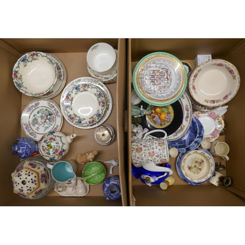 1076 - A large collection of china and glass, including a Royal Doulton figure, Elaine, a Minton teapot, Lo... 