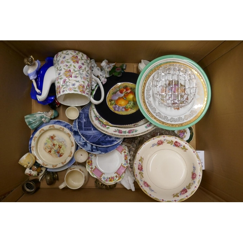 1076 - A large collection of china and glass, including a Royal Doulton figure, Elaine, a Minton teapot, Lo... 