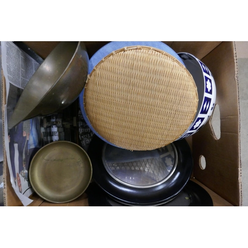 1078 - Seven boxes of assorted items, Picquot Ware, Nao figure, a/f, glassware, kitchen scales, plated ware... 