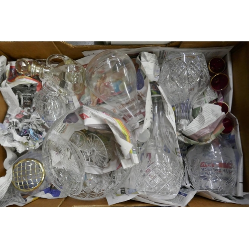 1078 - Seven boxes of assorted items, Picquot Ware, Nao figure, a/f, glassware, kitchen scales, plated ware... 