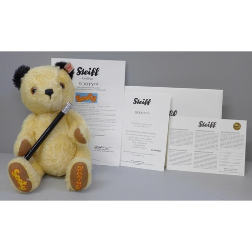 601 - A limited edition Steiff Sooty with certificate