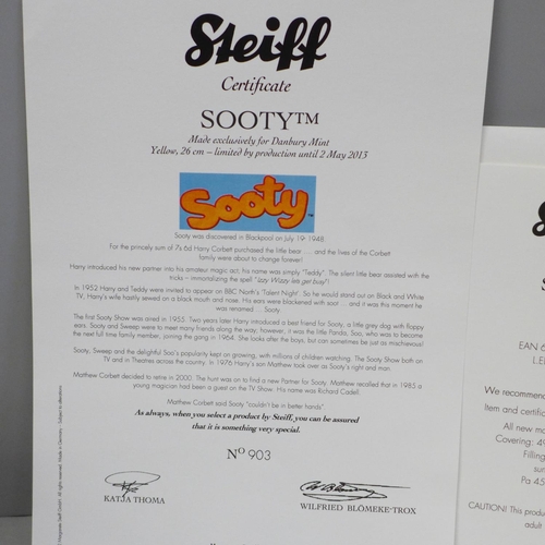 601 - A limited edition Steiff Sooty with certificate