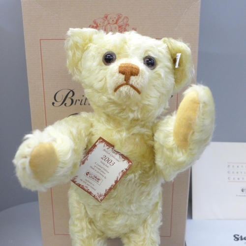 603 - A limited edition Steiff British Collectors Teddy bear, 2003, boxed with certificate