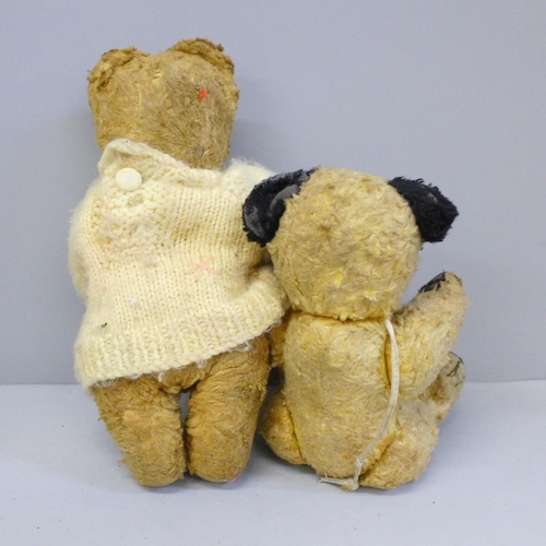 629 - Two small mid-Century jointed Teddy bears