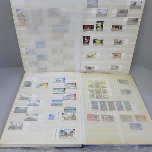 659 - Two albums of stamps, mint Jersey and Guernsey