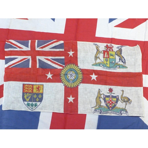 660 - Three Union Jacks and four other flags; Canadian Red Ensign, Australia Red Ensign, British Empire We... 