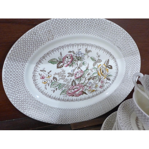 677 - A Myott, Son & co. Hanley Swing Time dinner service, six setting, includes dinner, tea and side plat... 