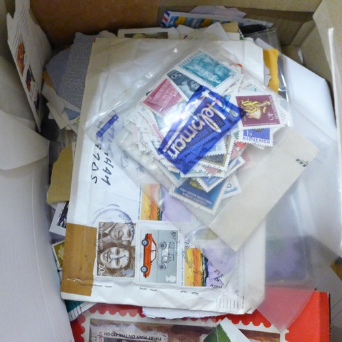 680 - Stamps; a box of stamps, covers, etc., loose and in albums