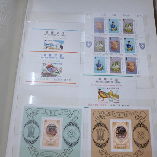 684 - Stamps; a box of stamp albums, covers, presentation packs, etc.