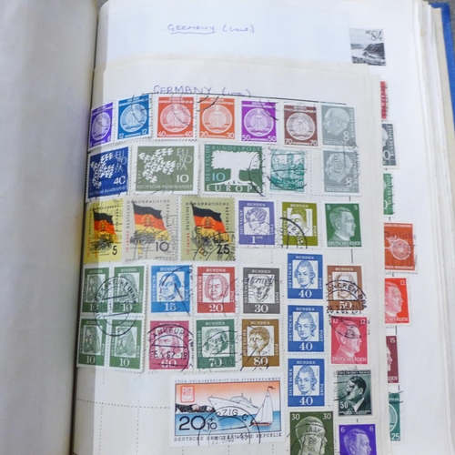 684 - Stamps; a box of stamp albums, covers, presentation packs, etc.