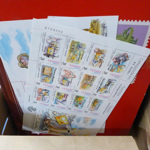 684 - Stamps; a box of stamp albums, covers, presentation packs, etc.