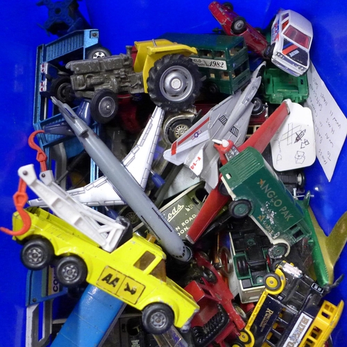 685 - A collection of Matchbox, Corgi and Dinky die-cast model vehicles, playworn