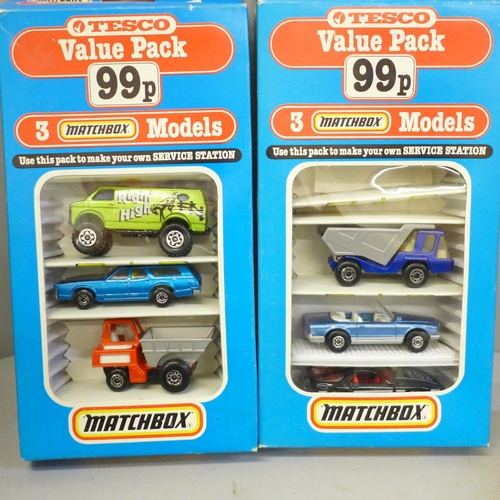 706 - Ten Matchbox MP-4 Superfast gift sets, original retail price 99p Tesco Value Pack, two packs with on... 