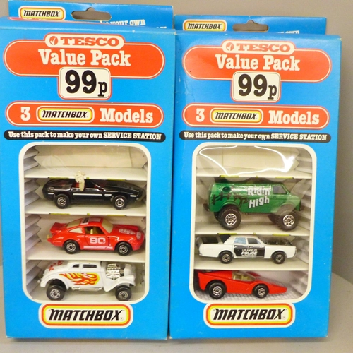 706 - Ten Matchbox MP-4 Superfast gift sets, original retail price 99p Tesco Value Pack, two packs with on... 