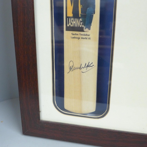 735D - A 'The Little Master', cricket bat signed by Sachin Tendulkar, in mounted presentation case
