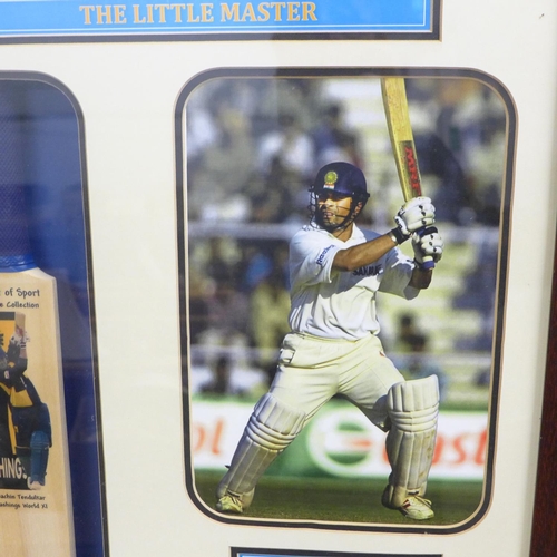 735D - A 'The Little Master', cricket bat signed by Sachin Tendulkar, in mounted presentation case