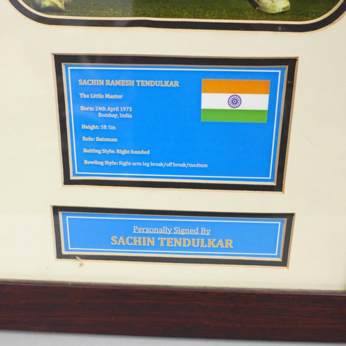735D - A 'The Little Master', cricket bat signed by Sachin Tendulkar, in mounted presentation case