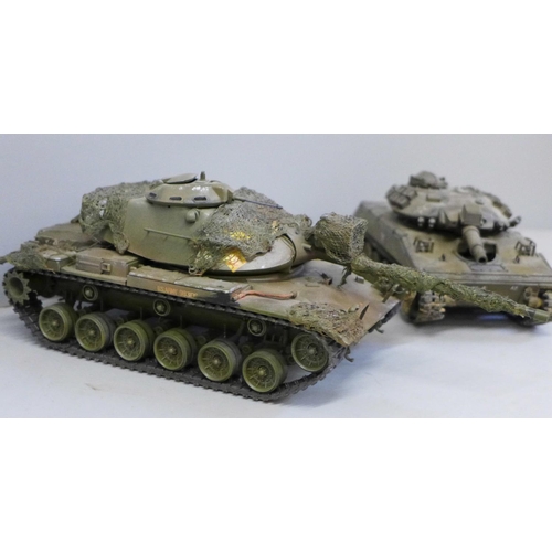 738 - Two Tamiya 1:35 scale motorised tanks