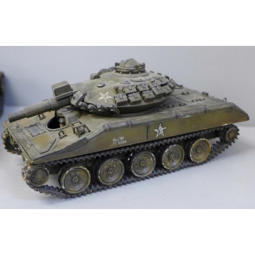 738 - Two Tamiya 1:35 scale motorised tanks