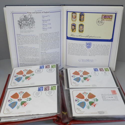 Stamps; Kings and Queens of England first day covers and one other