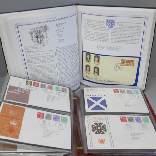 Stamps; Kings and Queens of England first day covers and one other