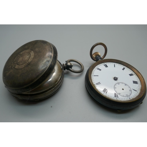 880 - A silver pocket watch, other watches, costume jewellery, etc.