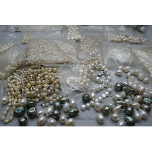 895 - Assorted cultured and freshwater pearls, some for re-stringing