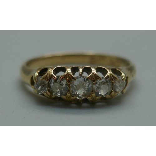 920 - A Victorian 18ct gold and diamond ring, approximately 0.50ct diamond weight, Birmingham 1895, 2.6g, ... 