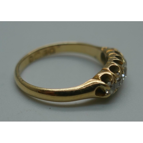 920 - A Victorian 18ct gold and diamond ring, approximately 0.50ct diamond weight, Birmingham 1895, 2.6g, ... 