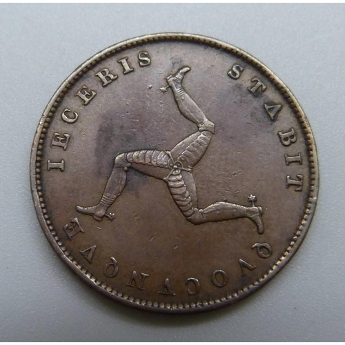 939 - An 1839 Isle of Man half penny