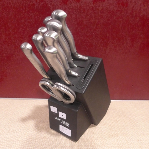 3149 - Sabatier Stainless Steel Black Wood Knife Block  (315-304) *This lot is subject to VAT