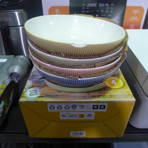 3322 - Stoneware Pinstripe Bowl Set - (1 x Chipped)  (315-90) *This lot is subject to VAT