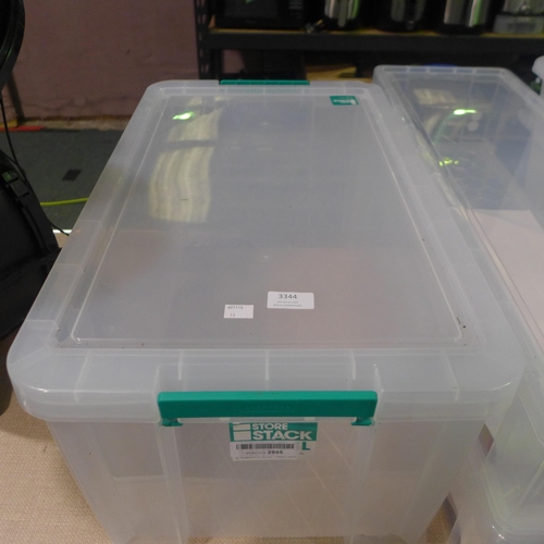 3344 - 2 mixed sized storage boxes with lids