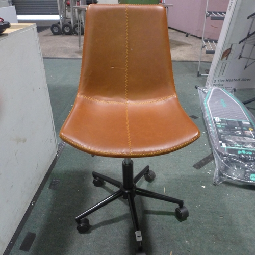 3347 - Nubuck/black metal swivel office chair (slightly torn)