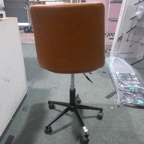 3347 - Nubuck/black metal swivel office chair (slightly torn)