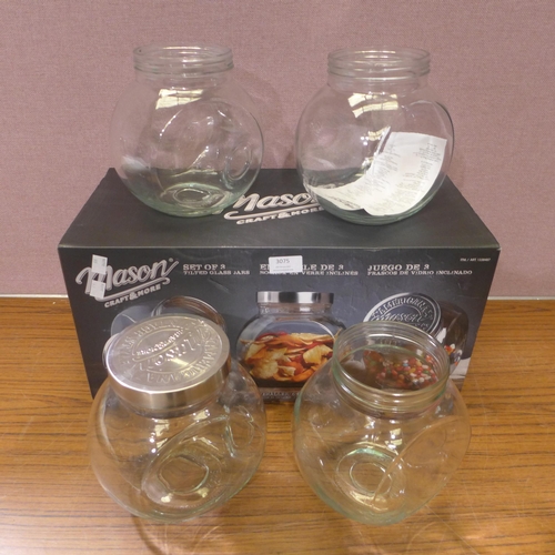 3075 - Mason Tilted Glass Jars - No Lids  (315-381,382) *This lot is subject to VAT