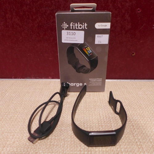 3110 - Fitbit Charge 5 Black Activity Band, original RRP  £89.99 + vat (314-89) *This lot is subject to vat