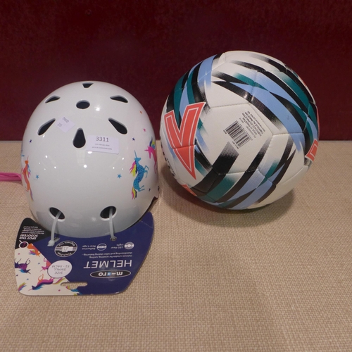 3311 - Mitre Football Size:5, Micro Unicorn Helmet (315-82,98) *This lot is subject to VAT