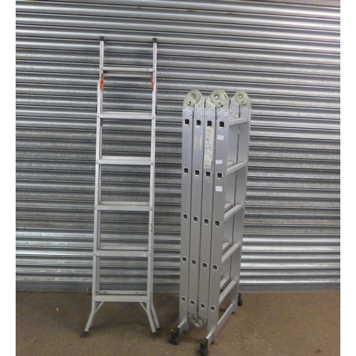 2227 - An aluminium 4.7m multipurpose ladder and a 3-way ladder