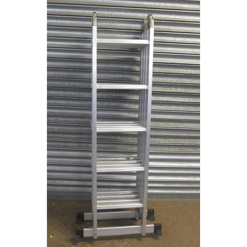 2227 - An aluminium 4.7m multipurpose ladder and a 3-way ladder