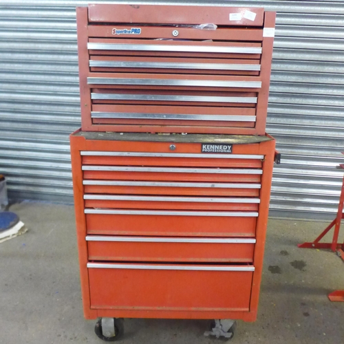 2285 - Kennedy Professional and Superline Pro toolboxes with a quantity of tools including a Draper compres... 