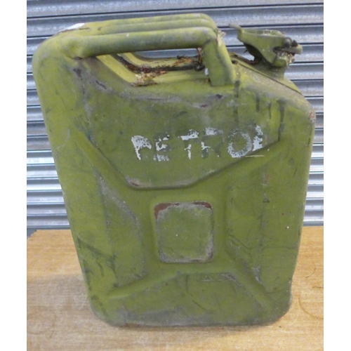 2329 - 2 Green metal Jerry cans