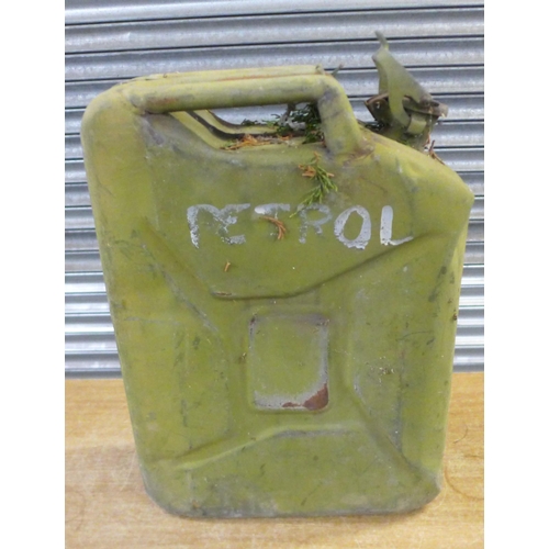 2329 - 2 Green metal Jerry cans